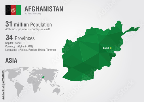 Afghanistan world map with a pixel diamond texture. photo