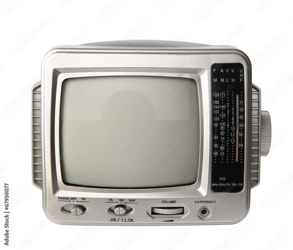 Mini analog television with transistor radio isolated clipping p