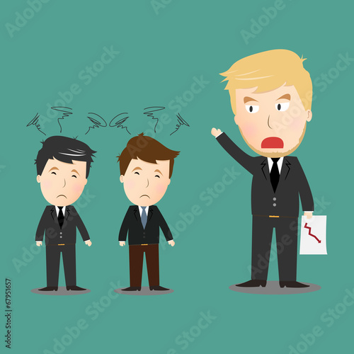 Vector of businessman with angry boss