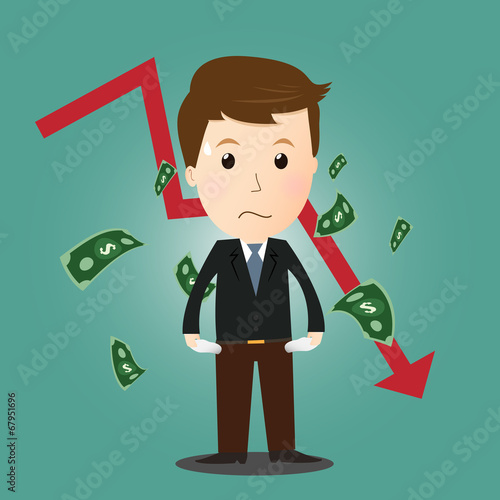 Vector of businessman lost his money in investment.concept