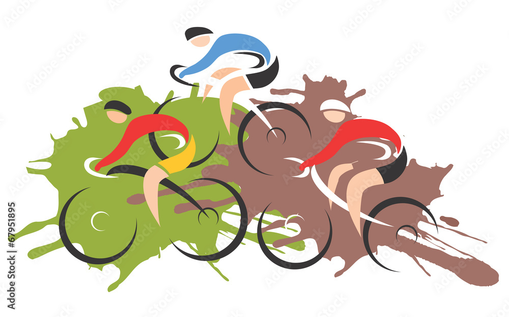 Obraz premium Mountain bike racing cyclists