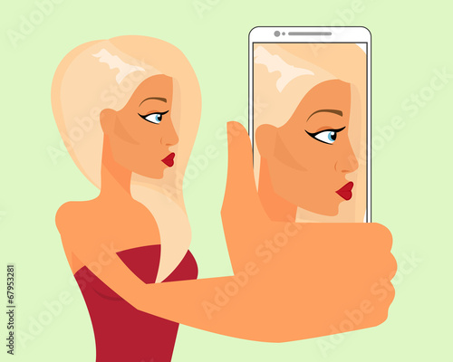 Selfie of blond sensual girl
