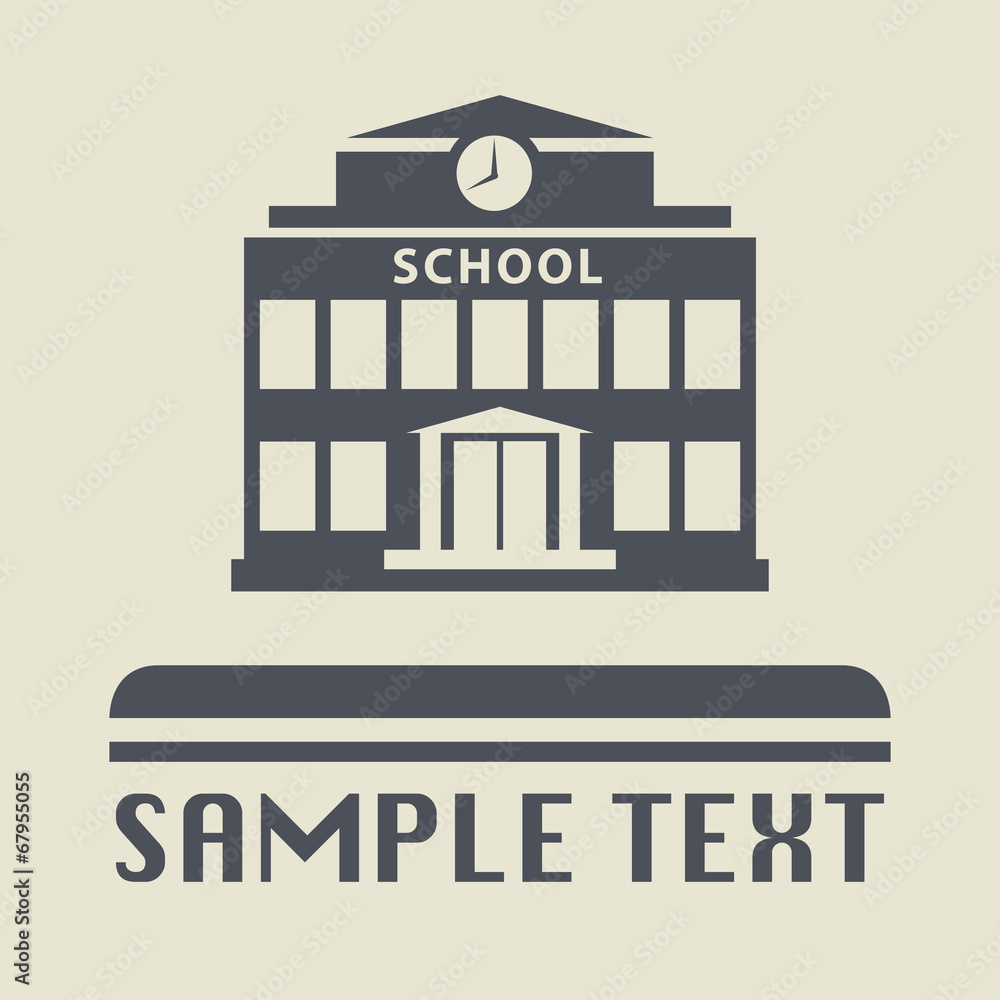 School building icon or sign School building icon or sign