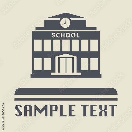 School building icon or sign