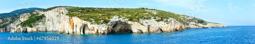 The Blue Caves in Zakynthos (Greece). Panorama.