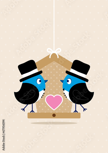 Wedding Birds Gay Men Birdhouse Beige