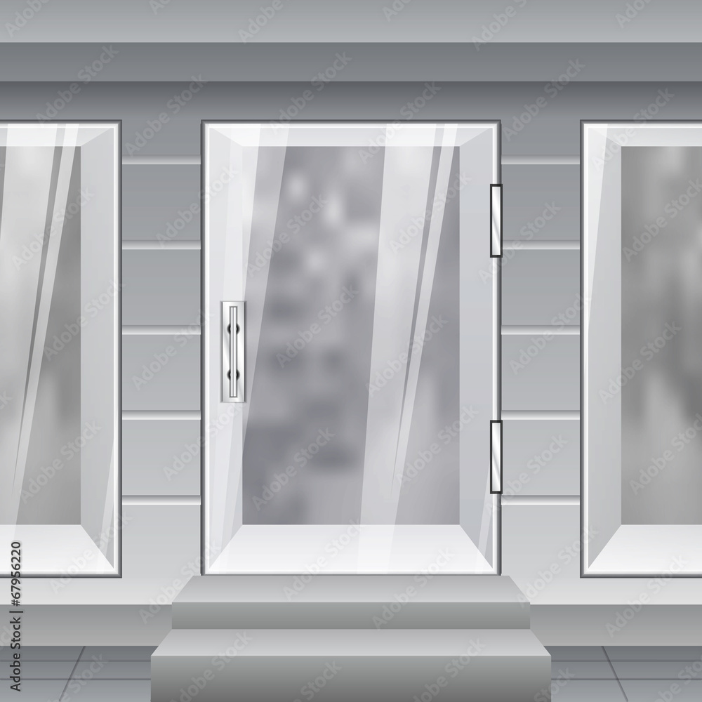 Shop Front. Exterior horizontal windows empty Shop Front. Exterior horizontal windows empty