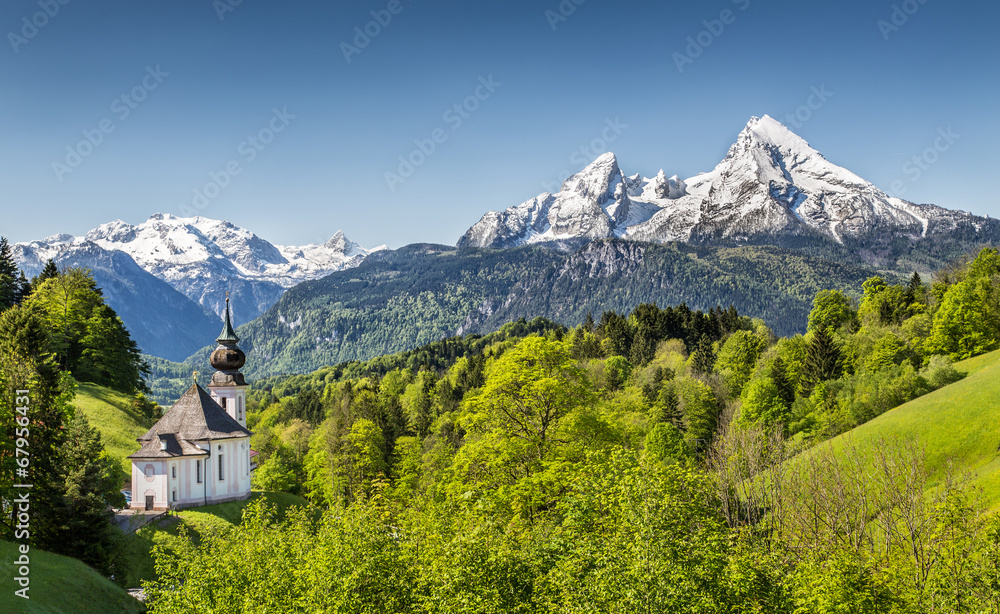Maria Gern with Watzmann mountain, Berchtesgadener Land, Bavaria