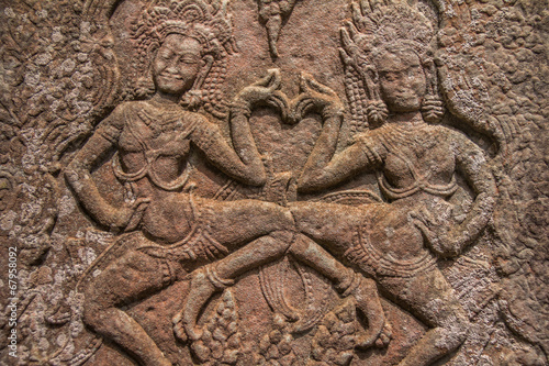 Carvings in Angkor Wat Cambodia © pcalapre
