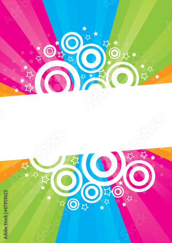 A retro themed background withs stars and circles