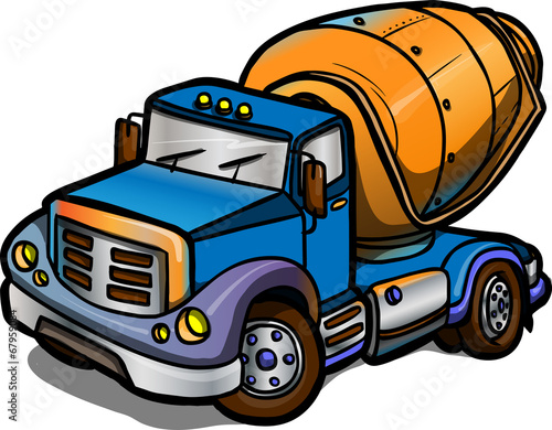 Cartoon concrete mixer. Isolated