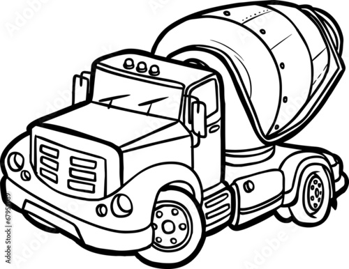 Cartoon concrete mixer. Border