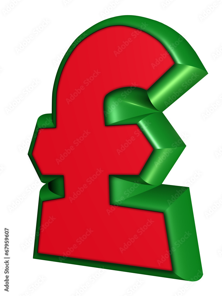 UK pound sign in green and red UK pound sign in green and red