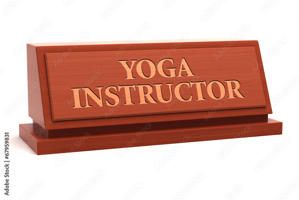 Obraz premium Yoga instructor job title on nameplate