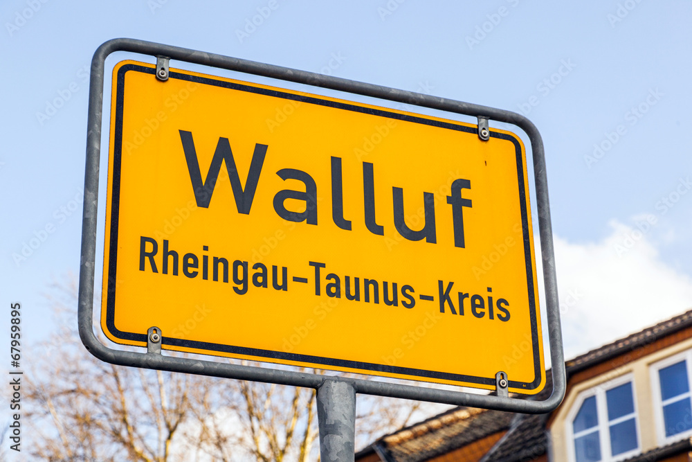 City limit sign Walluf - signage - Germany