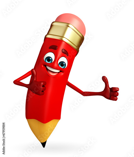 Pencil Character is thumbs up