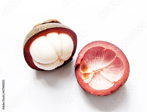 close up mangosteen on isolate photo