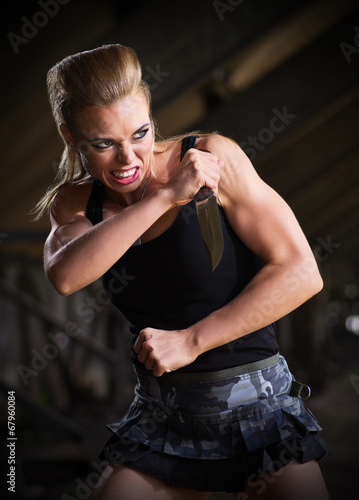 Woman in uniform with knife (normal version)