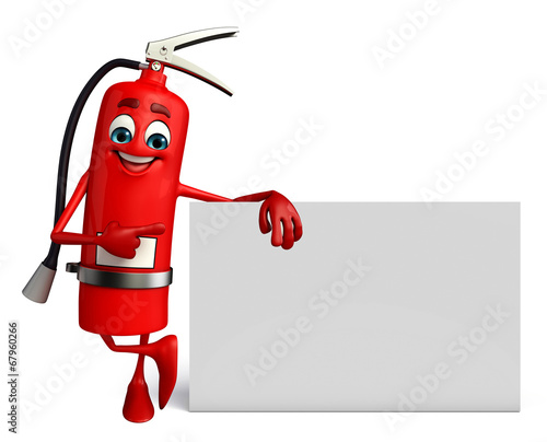 Fire Extinguisher character with sign