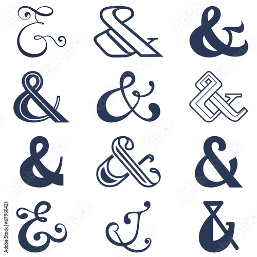 Collection of twelve ampersands sign designs