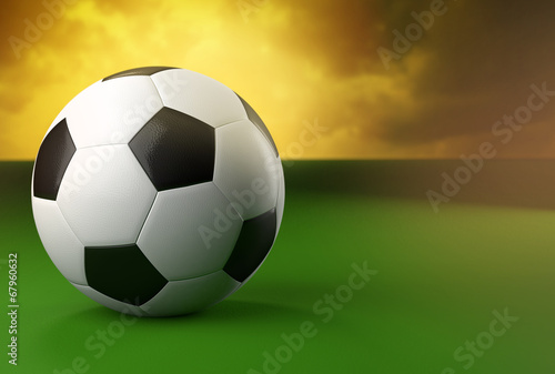 3d soccer ball on green and yellow background © Elisanth