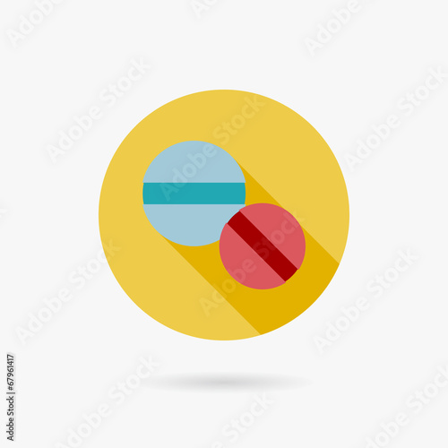 Free Download Pills Flat style Icon with long shadows - GFXLoad