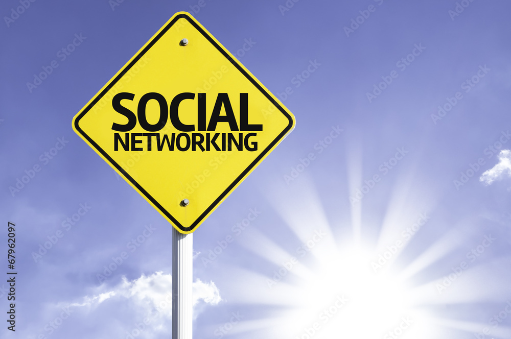 Social Networking road sign with sun background Social Networking road sign with sun background