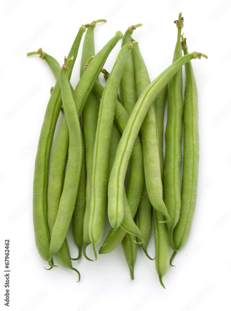 Green beans handful isolated on white background cutout Green beans handful isolated on white background cutout