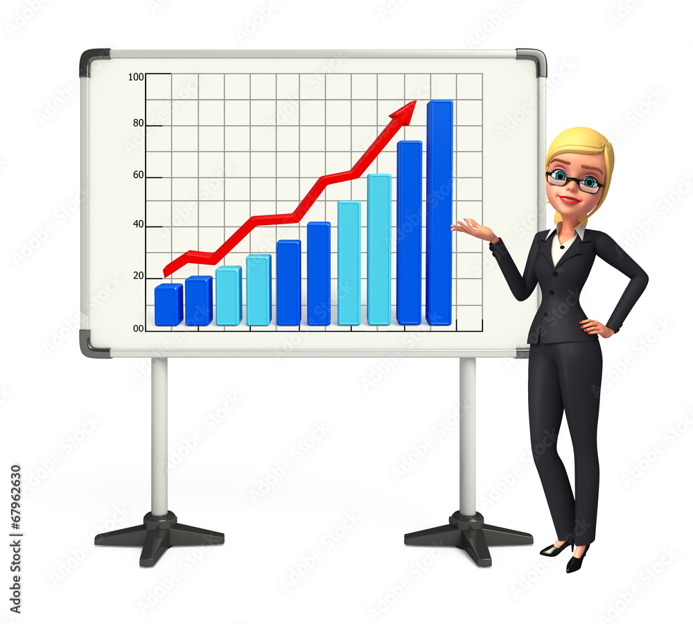 Young Business Woman with business graph Young Business Woman with business graph