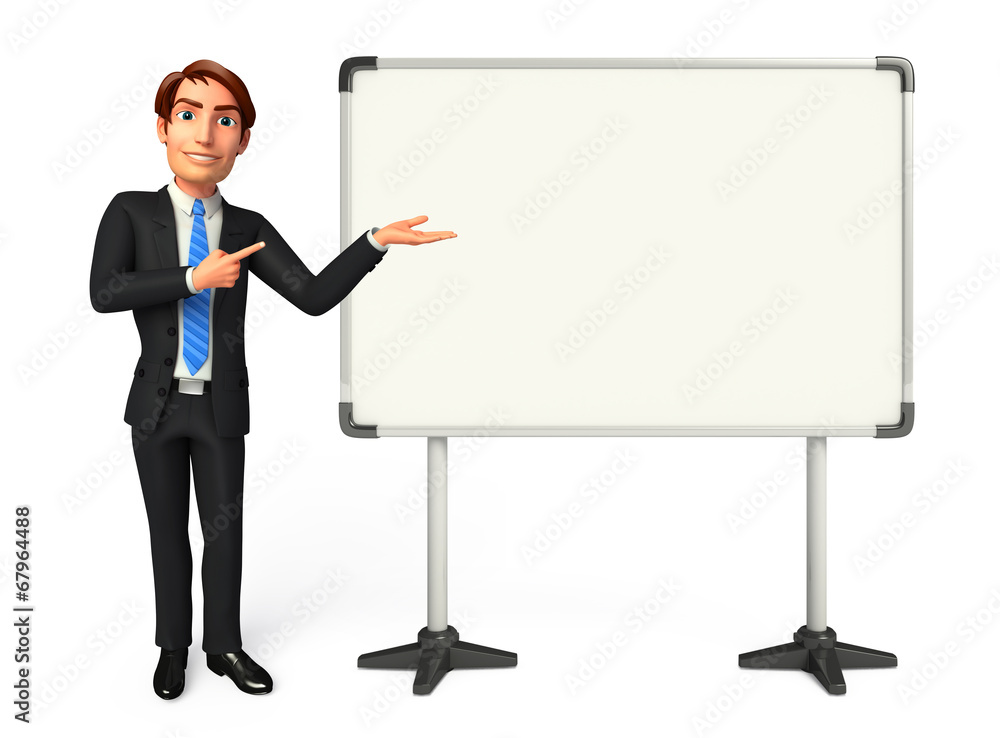 Young Business Man with display board Young Business Man with display board