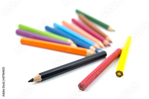 colorful crayon on white background