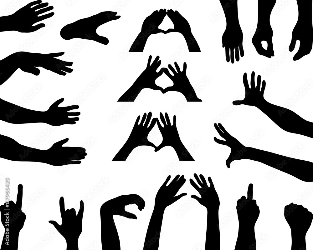 Black silhouettes of hands, vector Black silhouettes of hands, vector