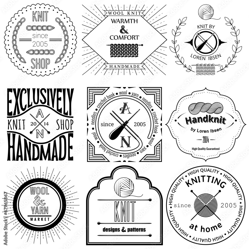 custom made wallpaper toronto digitalSet of vintage knitting labels, badges and design elements