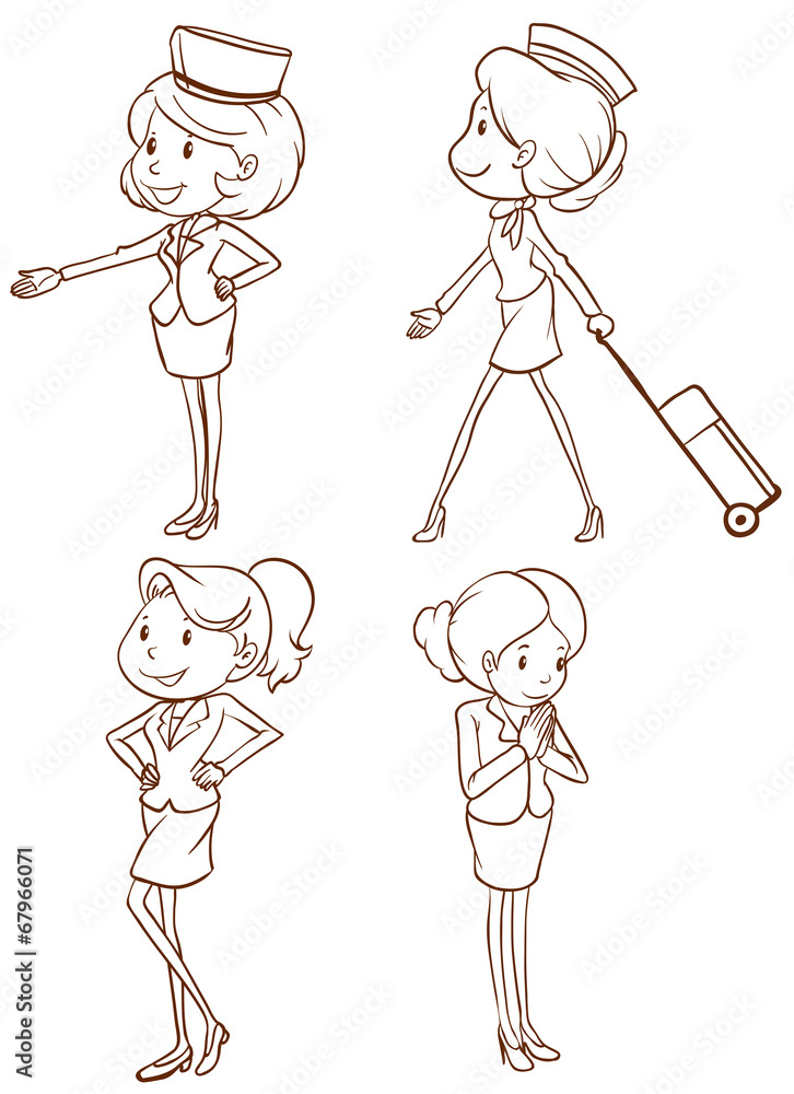 Sketches of the air hostess Sketches of the air hostess