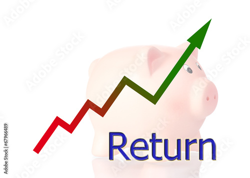 diagram upwards color gradient return and piggy bank