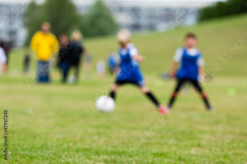 Blurred kids on soccer pitch