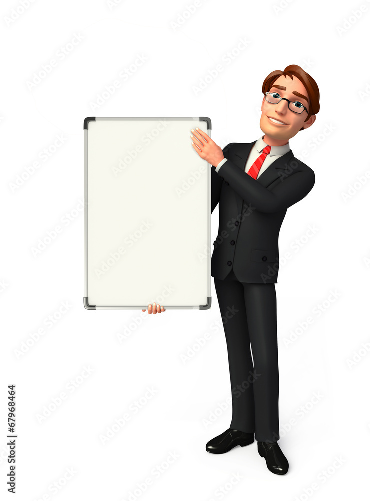 Young Business Man with display board Young Business Man with display board