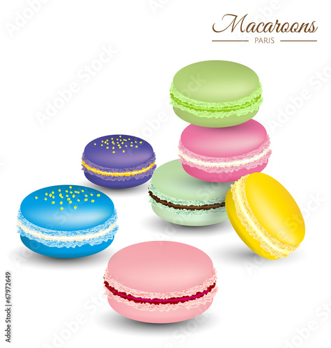 Tasty colorful french macaroons vector