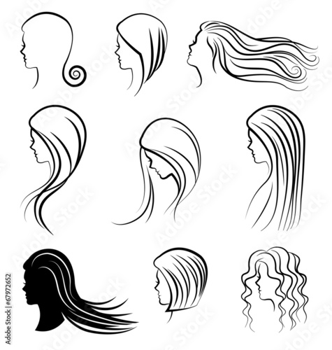 Women heads with beautiful hair vector2