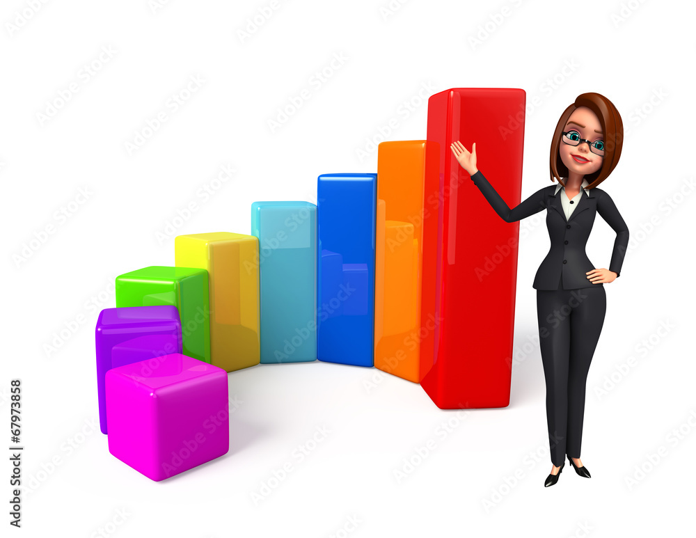 Young Business Woman with business graph Young Business Woman with business graph