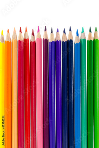 colorful pencils on white background