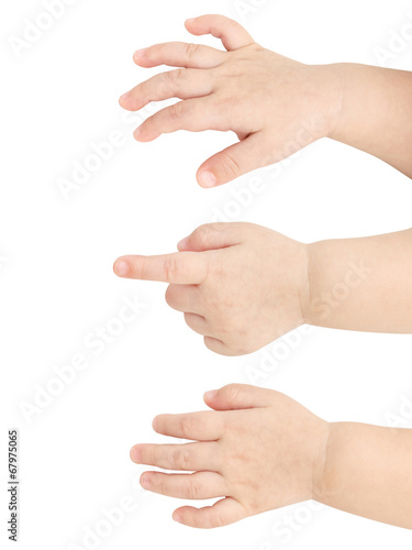 Baby hands isolated on white background