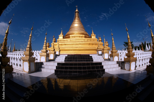 Golden Pagoda in Sanda Muni Paya in Myanmar.