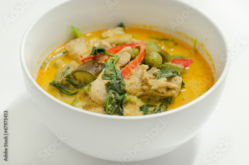 Green curry with pork and vegetables ,Thai food