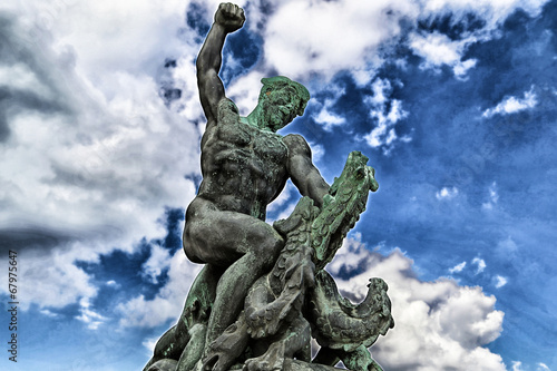 Statue over danube in Budapest
