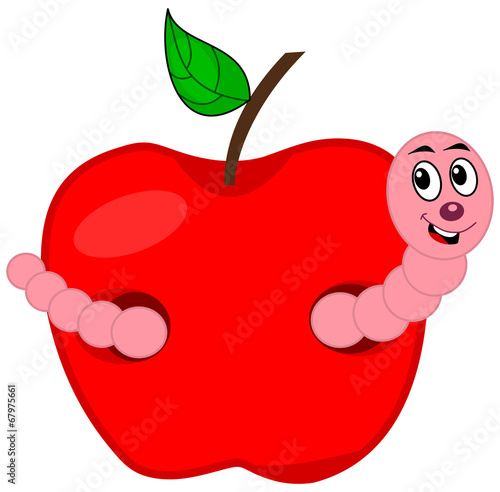 a worm eating an apple