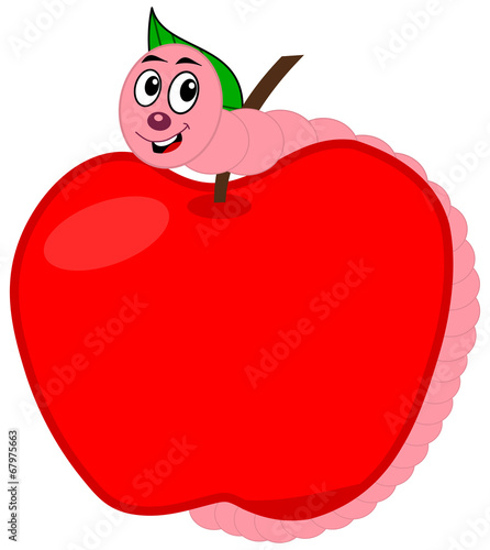 a worm eating an apple