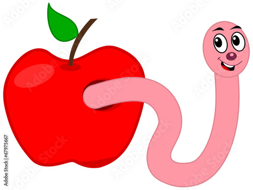 a worm eating an apple