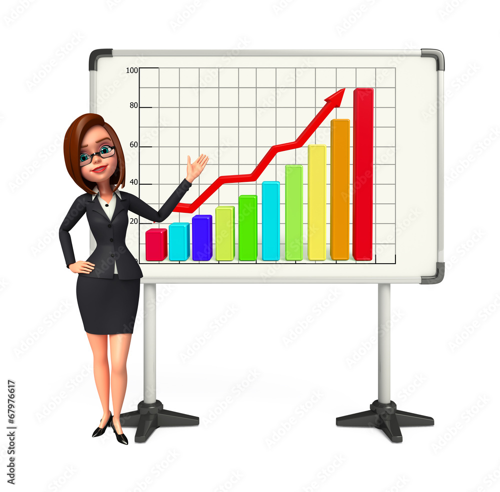Young Business Woman with business graph Young Business Woman with business graph