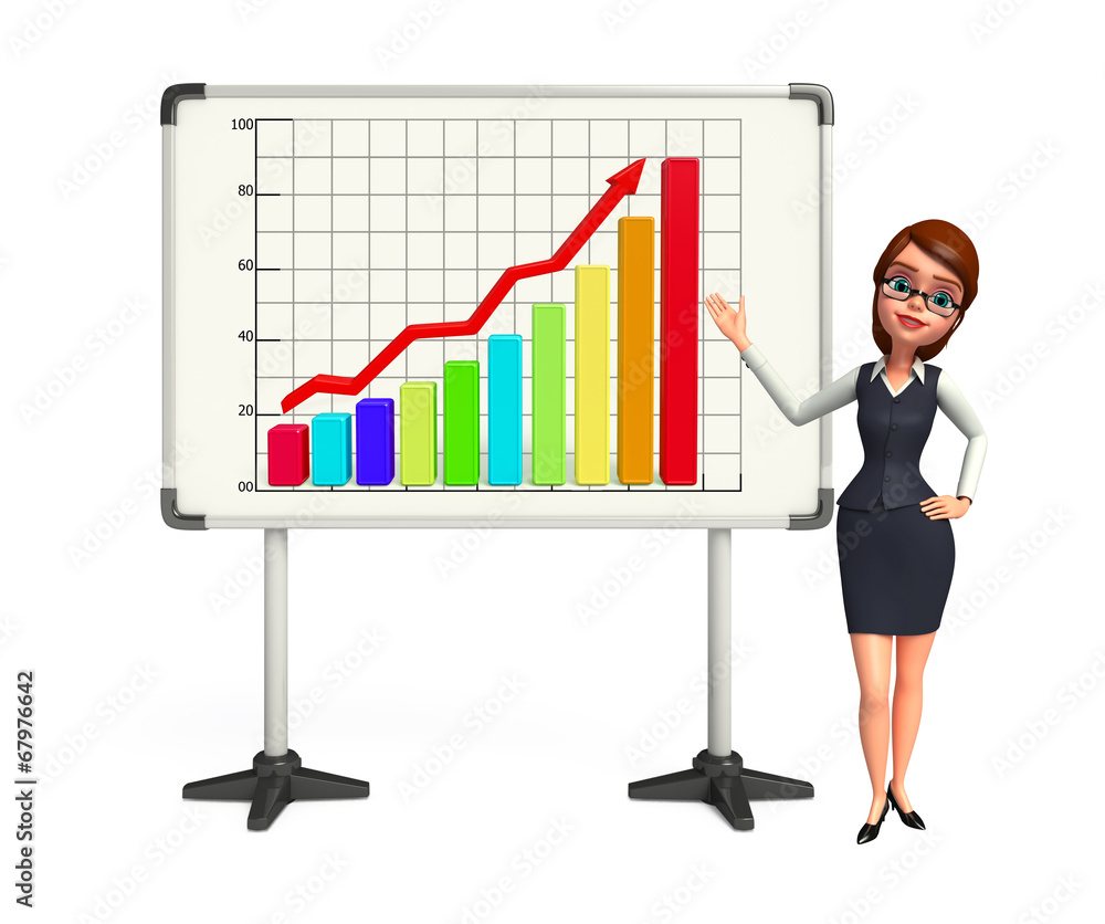 Young office girl with business graph Young office girl with business graph